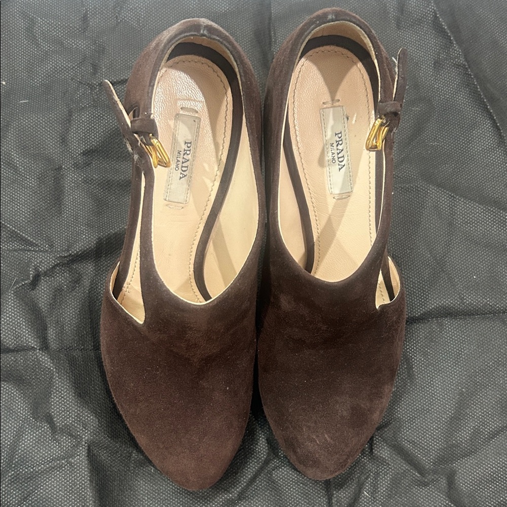 Prada Women's Dark Brown Suede Loafers